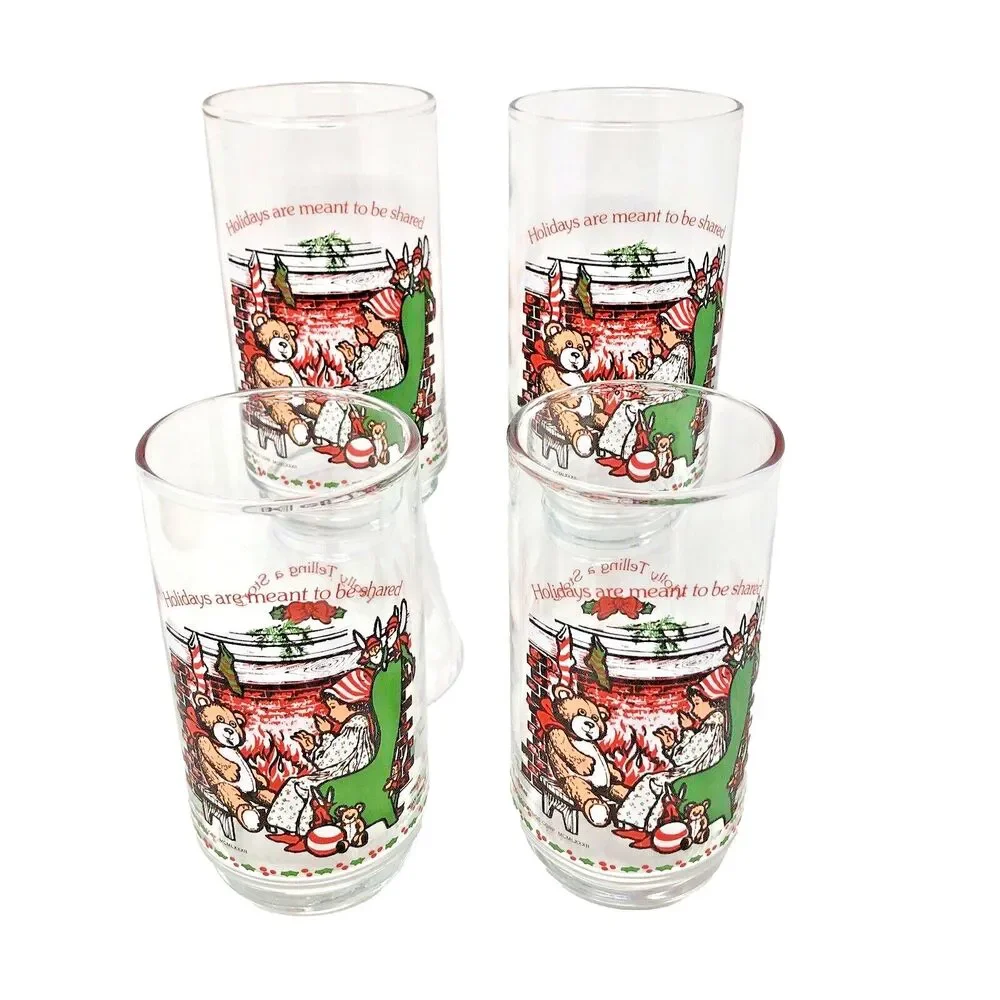 VTG Christmas Holly Hobbie Limited Edtion Coke Tumblers American Greetings Set 4
